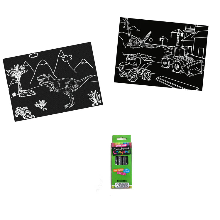 CHALKBOARD MINIMATS DINO/TRUCK KIT
